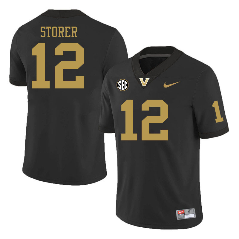 Vanderbilt Commodores #12 Brennan Storer College Football Jerseys 2024 Uniforms Stitched-Black